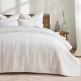 thumbnail image 1 of EVERGRACE Luxury Velvet Quilt Set Queen Size 3 Piece, Soft Cross-Stitch Velvet Comforter Set with Pillow Shams, Lightweight Coverlet Bedspread for All Seasons, Bright White, 1 of 8