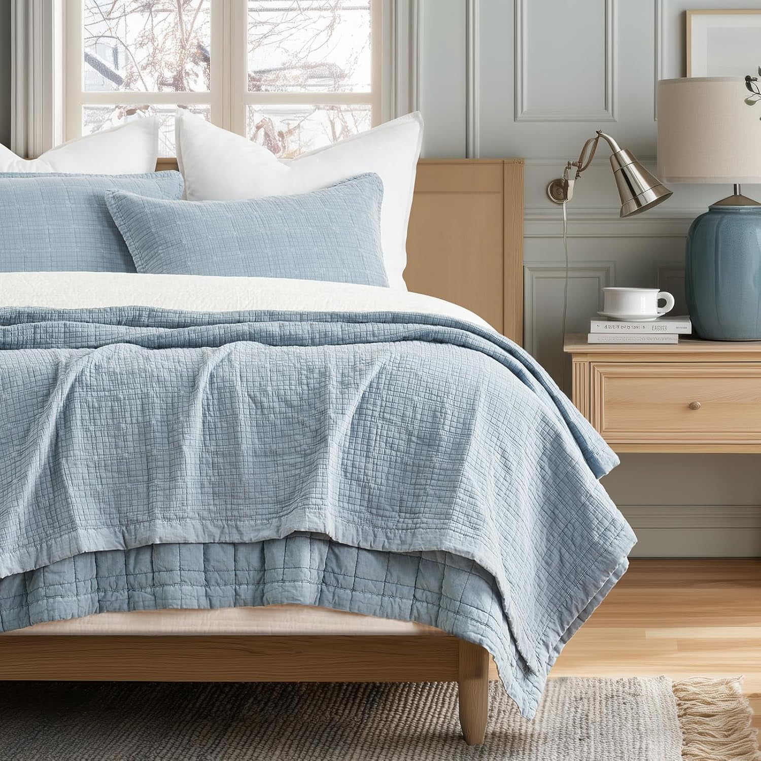 EVERGRACE Stonewashed Cotton Quilt Set Queen Size, Ultra Soft Oversized ...