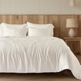 thumbnail image 1 of EVERGRACE Tencel Lyocell Cooling Duvet Cover Set Queen Size 3 Piece, 100% Natural Eucalyptus Lyocell Fiber from Austria, Luxury Silky Soft Comforter Cover with 2 Shams, Snow White, 92"x88", 1 of 8