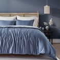 thumbnail image 1 of EVERGRACE Tencel Lyocell Cooling Duvet Cover Set Queen Size 3 Piece, 100% Natural Eucalyptus Lyocell Fiber from Austria, Luxury Silky Soft Comforter Cover with 2 Shams, Stormy Blue, 92"x88", 1 of 8