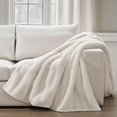thumbnail image 1 of EVERGRACE Ultra Soft Faux Fur Throw Blanket for Couch, Luxury Sculpted Texture Faux Rabbit Fur Blanket for Bed, Fluffy Thick Plush Warm Fuzzy Throw, 920GSM (Bright White, 60''x80''), 1 of 8