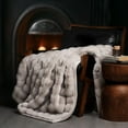 thumbnail image 1 of EVERGRACE Ultra Soft Luxury Fluffy Faux Rabbit Fur Throw Blanket, Thick Warm Bubble Throw for Bed, Cozy Plush Reversible Blankets for Couch, Chair, Sofa, Taupe, 50x60 Inches, 870 GSM, 1 of 8