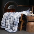 thumbnail image 1 of EVERGRACE Ultra Soft Luxury Fluffy Faux Rabbit Fur Throw Blanket, Thick Warm Bubble Throw for Bed, Cozy Plush Reversible Blankets for Couch, Chair, Sofa, Cloud Blue, 60x80 Inches, 870 GSM, 1 of 8