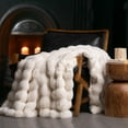 thumbnail image 1 of EVERGRACE Ultra Soft Luxury Fluffy Ridgeline Faux Rabbit Fur Throw Blanket, Thick Warm Bubble Throw for Bed, Cozy Plush Reversible Blankets for Couch, Chair, Sofa, Ivory White, 60x80 Inches, 870 GSM, 1 of 8