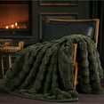 thumbnail image 1 of EVERGRACE Ultra Soft Luxury Fluffy Faux Rabbit Fur Throw Blanket, Thick Warm Bubble Throw for Bed, Cozy Plush Reversible Blankets for Couch, Chair, Sofa, Green, 60x80 Inches, 870 GSM, 1 of 8