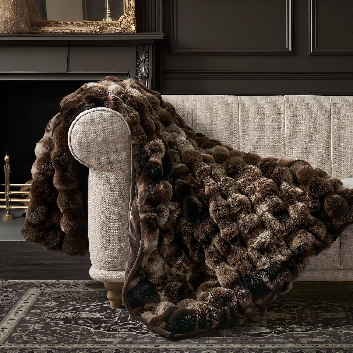 Throw A Rabbit EVERGRACE Ultra Soft Luxury Fluffy Faux Rabbit Fur Throw Blanket, Thick ...
