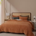 thumbnail image 1 of EVERGRACE Velvet Quilt Queen Size, Luxury Velvet Bedding Set, Ultra Soft Ruched Quilt Sets, Lightweight Comforter Vintage Textured Bedspread Coverlet with 2 Shams for All Season, Burnt Orange, 1 of 8