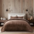 thumbnail image 1 of EVERGRACE Velvet Quilt Set King Size, Luxurious Soft Striped Channel Bedding Set, Lightweight Velvet Comforter for All Season, Oversized Bedspread Coverlet with 2 Matching Shams, Rust Brown, 1 of 8