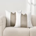 thumbnail image 1 of EVERGRACE Walsh Signature Velvet Panel Cotton Pillow Covers Set of 2, Decorative Pillow Covers 22"x22" for Couch, Square Cushion Cases for Sofa Bedroom Living Room, Sand Dune, 1 of 8