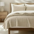 thumbnail image 1 of EVERGRACE 100% Cotton Box Stitch Quilt Bedding Set Queen Size 3 Pieces, Garment-Washed Lightweight Soft Cozy Coverlet, Quilted Bedspread Sets with 2 Shams for All Season, Pebble Khaki, 1 of 8