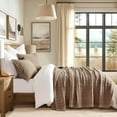 thumbnail image 1 of EVERGRACE Stonewashed Cotton Quilt Set Full Queen Size, Ultra Soft Oversized Bedspread Coverlet Set, Lightweight Crinkle Box Stitch Bedding Sets for All Season, with 2 Shams, Mocha Brown, 1 of 7