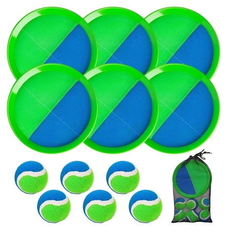 PLAYZAP Toss and Catch Ball Game set, Outdoor Beach Sand Indoor Toys for Kids, Outside Yard Lawn Games for 3-12 Years Old Boys Girls Gifts for Kids Family - 6 Paddles and 6 Balls (Upgraded)