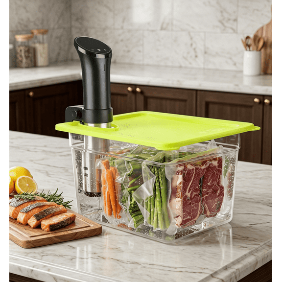 Everie 12 Quart Clear Sous Vide Container with Silicone Lid, 71mm Corner Opening Fits Most Cookers (EVC-TY-GJ)