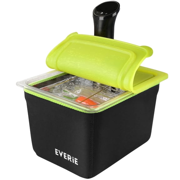 Everie 12 Quart Sous Vide Container with Universal Silicone Lid,Rack and Insulating Sleeve Compatible with diameter less than 71mm Most Sous Vide Cooker Anova,Breville Joule,Instant Pot (KIT-TY-GJ)
