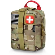 EVERLIT 250 Pieces Survival First Aid Kit Molle Pouch Survival Kit Outdoor Gear Emergency Kits (OD Green)