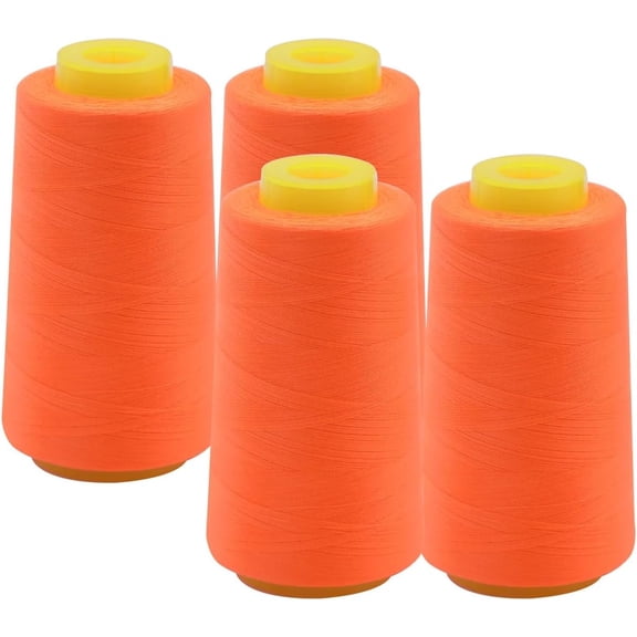 EVERLOCK Serger Thread – 4 Cones, 3000 Yards Each – 40 Weight, 2-Ply Spun Polyester – Strong, Low-Lint Overlock Thread for Serger Machines – All-Purpose Sewing & Finishing (Orange)