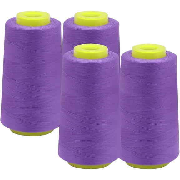 EVERLOCK Serger Thread – 4 Cones, 3000 Yards Each – 40 Weight, 2-Ply Spun Polyester – Strong, Low-Lint Overlock Thread for Serger Machines – All-Purpose Sewing & Finishing (Purple)