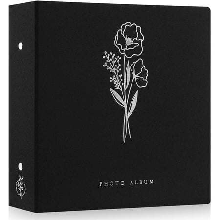 EVERLORIA Linen Silver Stamping Photo Album 1000 Pockets H&V Slots - Black