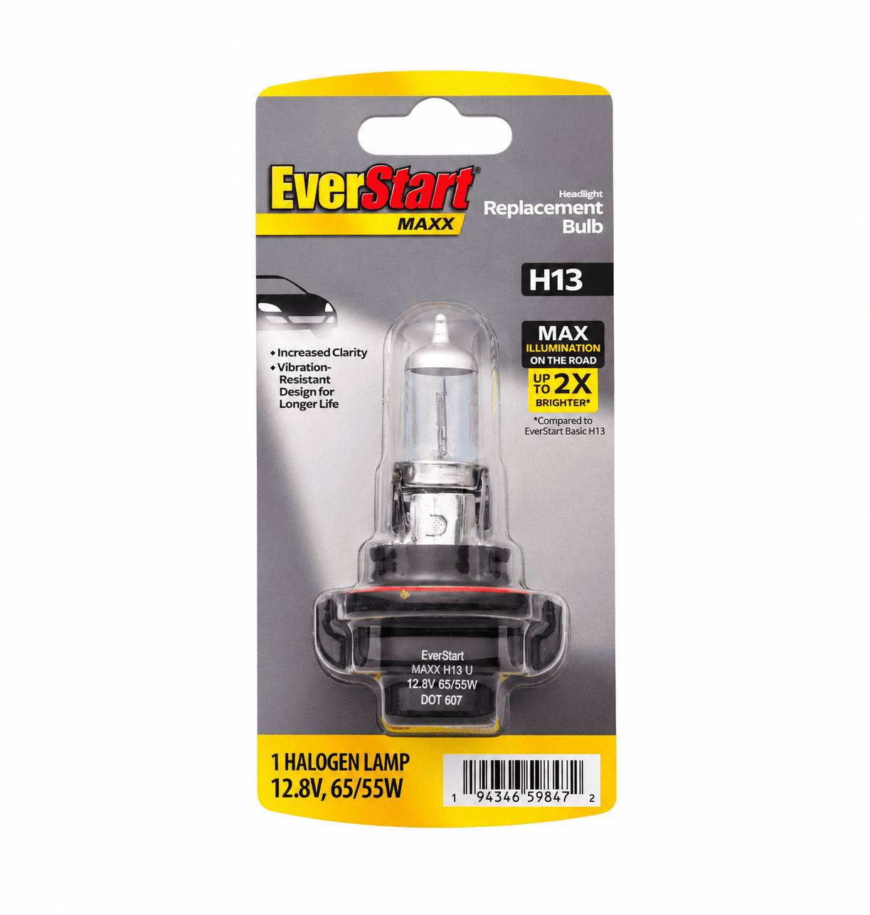 EverStart Maxx H13 Halogen Headlight Bulb, 1 Pack, Compatible with Multiple Cars