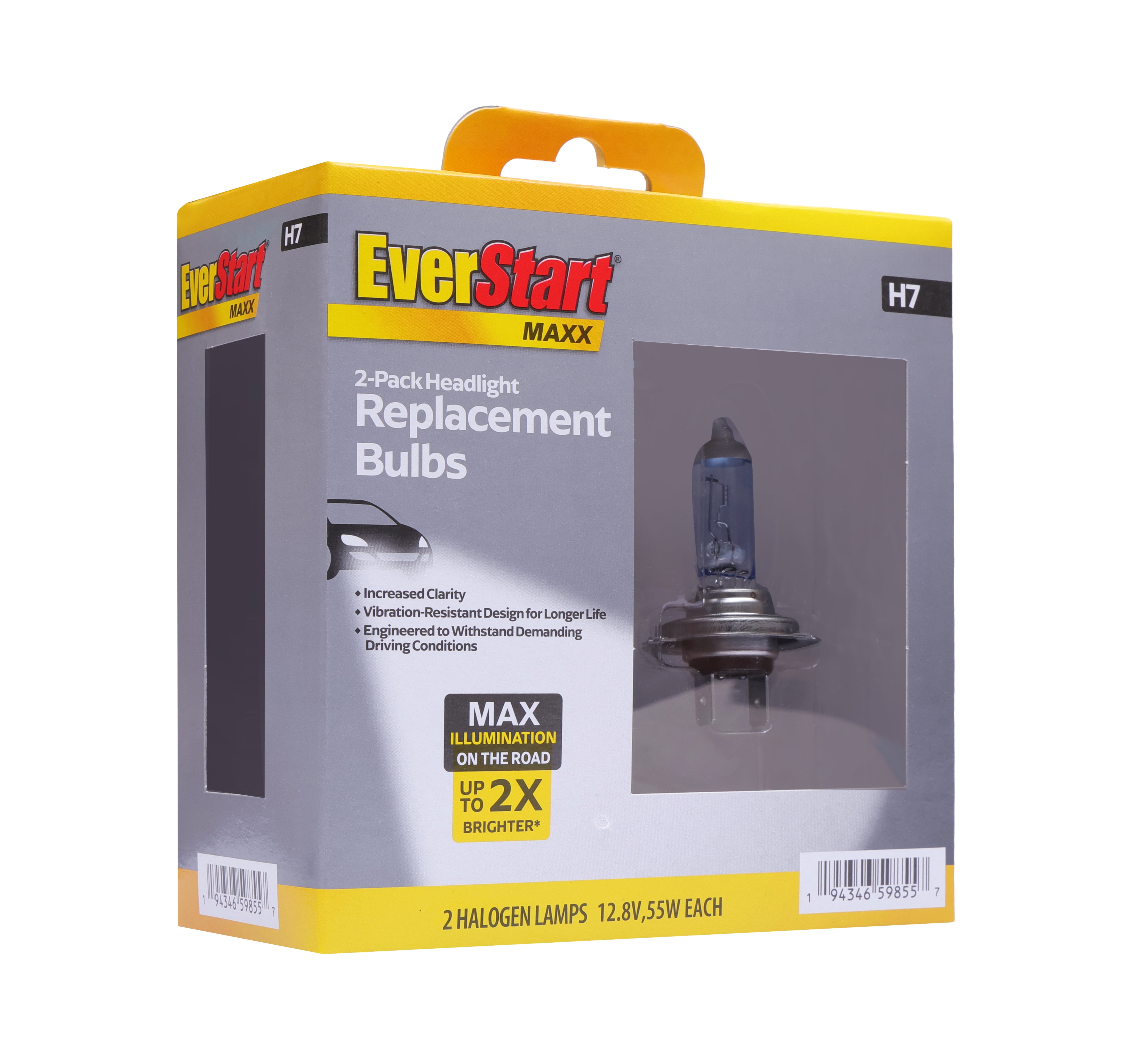 EverStart Maxx H7 Halogen Headlight Bulb, 2 Pack, Compatible with Multiple Cars