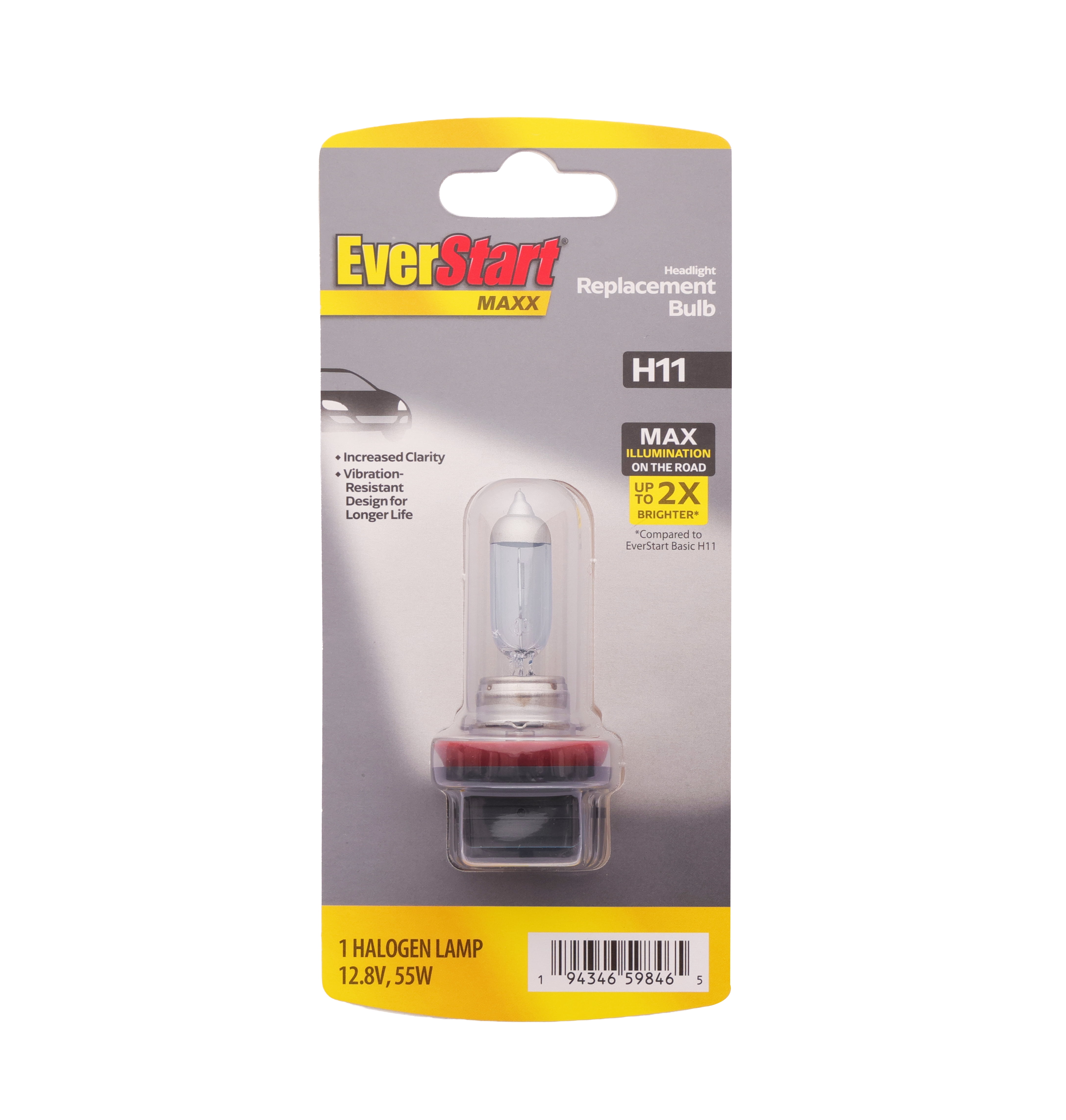 EverStart Maxx H11 Halogen Headlight Bulb, 1 Pack, Compatible with Multiple Cars