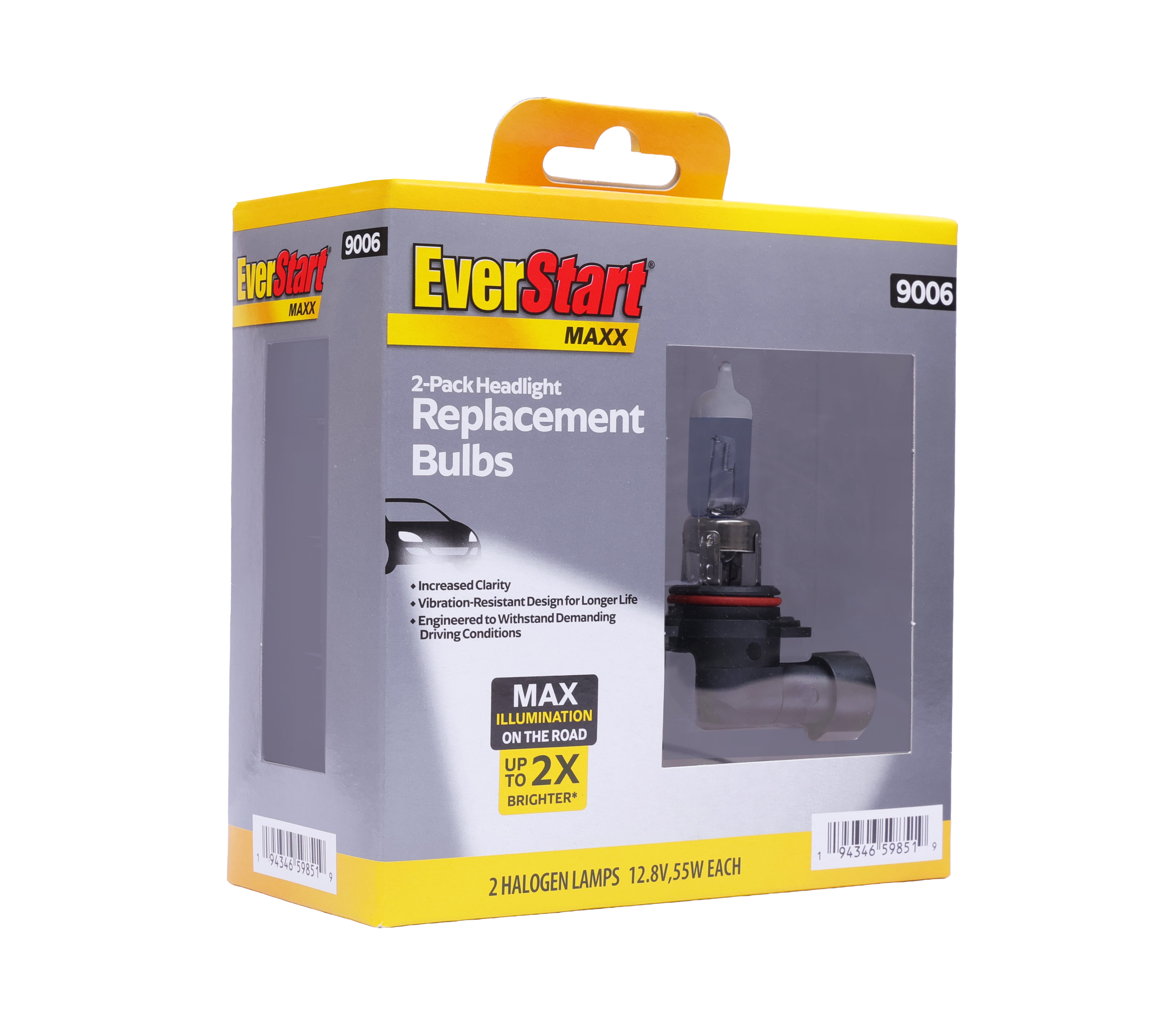 EverStart Maxx 9006 Halogen Headlight Bulb, 2 Pack, Compatible with Multiple Cars