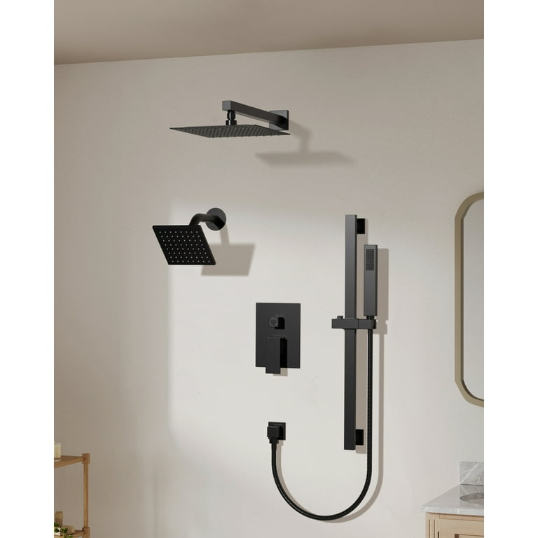 1-Spray Patterns 1.8 GPM 10 in. Dual Shower Head and Handheld Shower Head with Body Spray in Matte Black 1-Spray Patterns 1.8 GPM 10 in. Dual Shower Head and Handheld Shower Head with Body Spray in Matte Black
