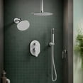thumbnail image 1 of EVERSTEIN 10 inch Dual Shower Heads Complete System Set Round Rainfall 360°Adjustable CUPC 2.5 GPM Shower Faucet with Valve & Handheld Spray, Brushed Nickel, 1 of 4