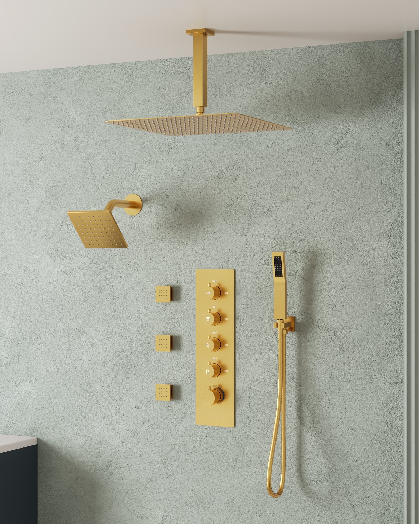 EVERSTEIN 16 inch Dual Shower Head System, Wall Mount 4Spray Patterns