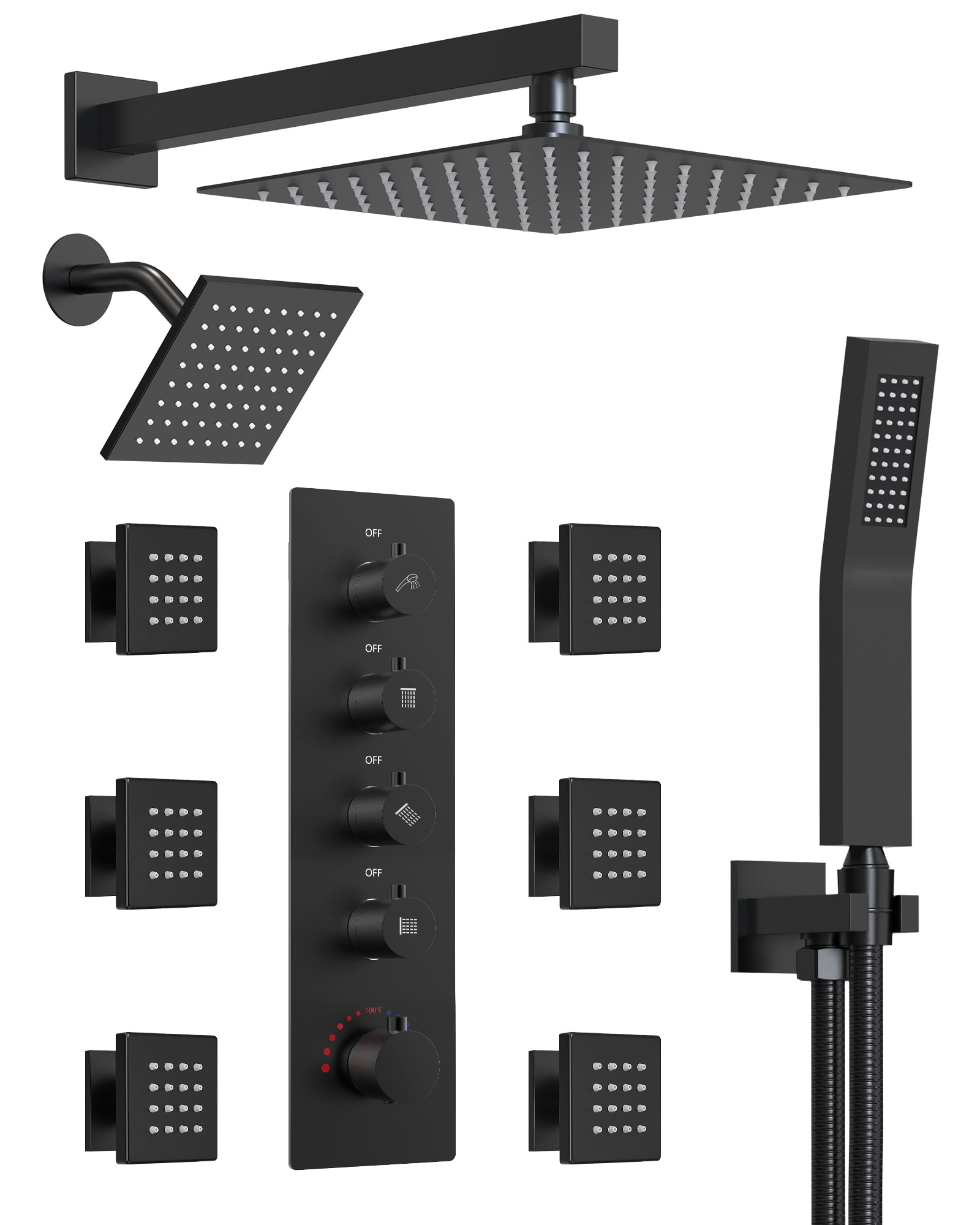 EVERSTEIN 16 inch Wallmount Dual Rain Shower Head System, Bathroom 2.5