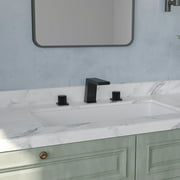 EVERSTEIN Bathroom Tub Faucet 3-Hole Single Handle Widespread Waterfall Sink Faucet, Deck Mount Basin Faucet Mixer Tap with Water Supply Lines, Matte Black