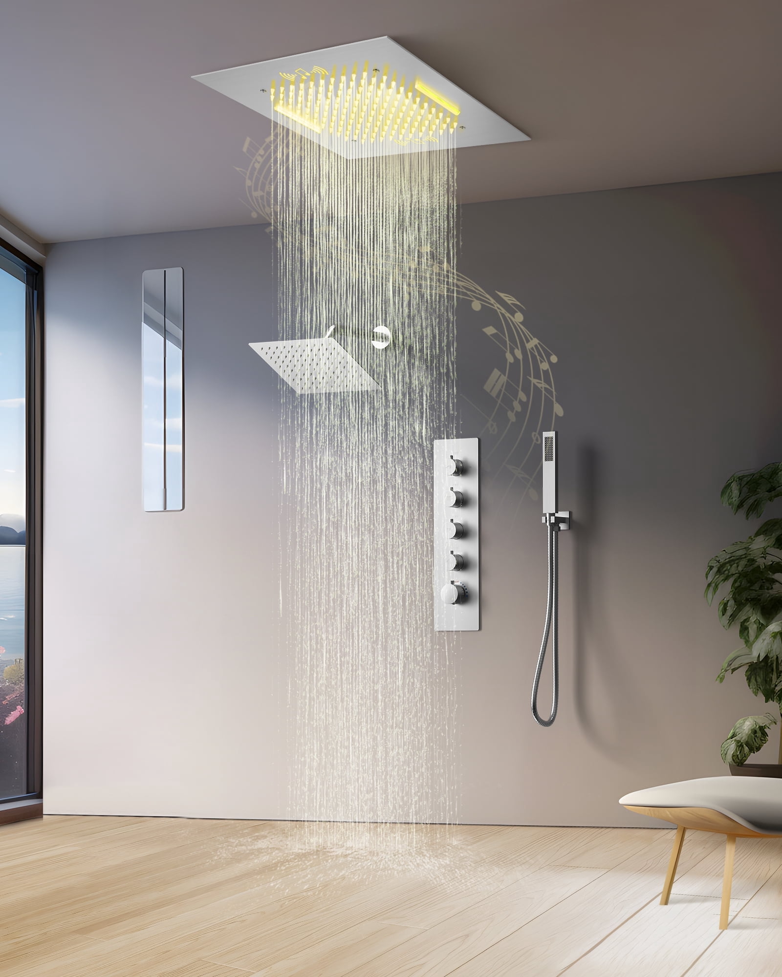 EVERSTEIN Luxury Shower System 20 in. Bathroom Shower Faucet Set Dual ...