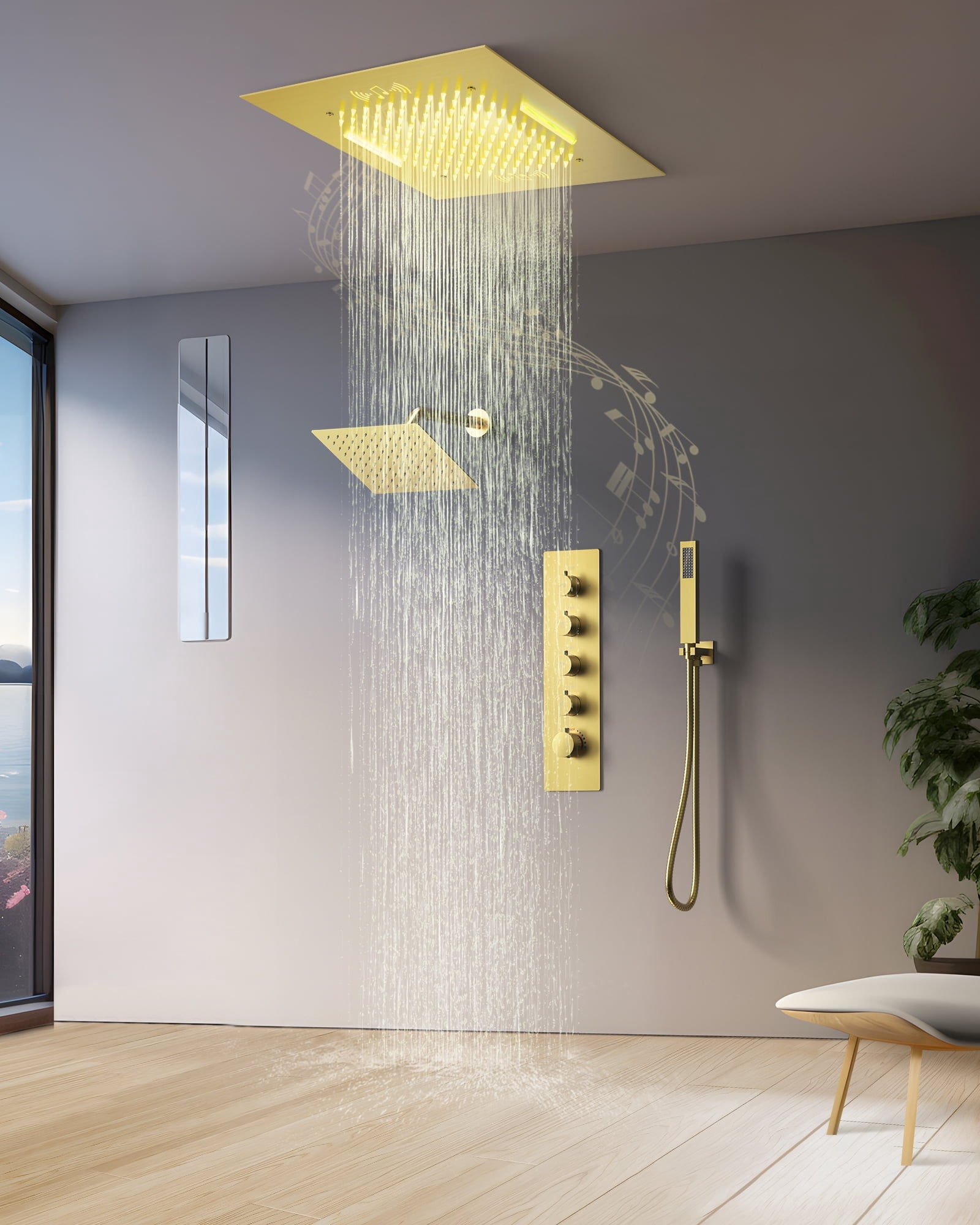EVERSTEIN Luxury Shower System 20 in. Bathroom Shower Faucet Set Dual ...