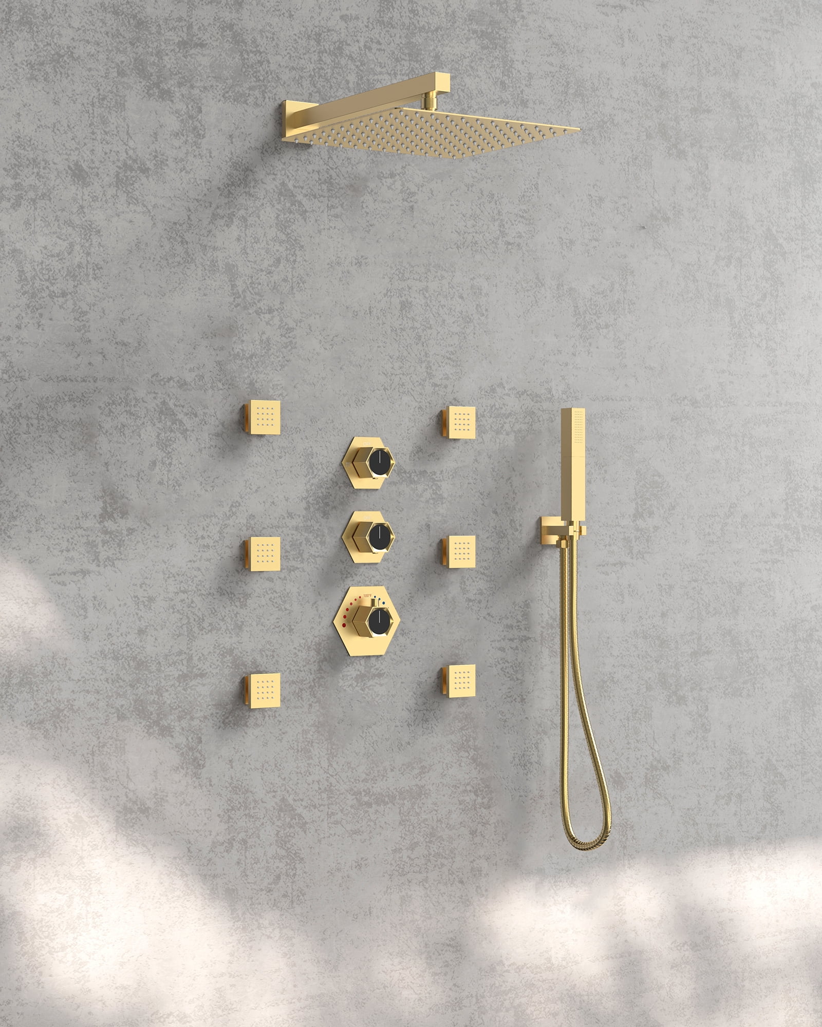 EVERSTEIN Thermostatic 12 inch Shower Head System Wall Mount Rain CUPC