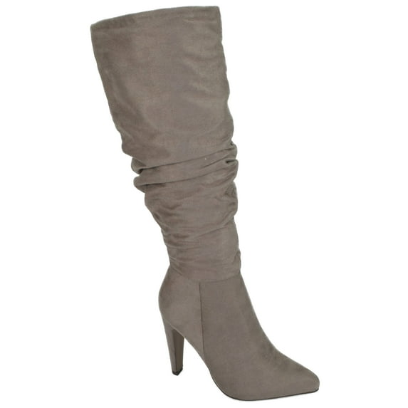EVERY Beige Taupe Suede Delicious Women Stiletto High Heels Slouchy Pointy Toe Knee High Boots 10