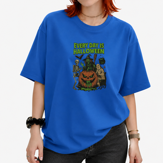 EVERY DAY IS HALLOWEEN Graphic Tee Short Sleeve Crewneck Casual Top