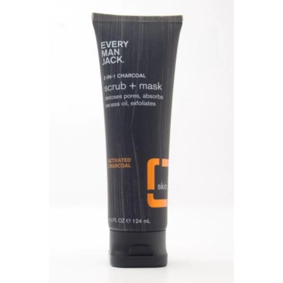 EVERY MAN JACK 2-IN-1 CHARCOAL SCRUB + MASK ACTIVATED CHARCOAL 4.2 FL OZ
