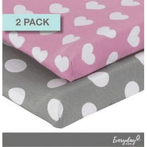 EVERYDAY KIDS 2 Pack Cotton Jersey Knit Changing Pad Cover - Hearts/Dots