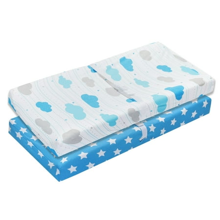 EVERYDAY KIDS 2 Pack Cotton Jersey Knit Changing Pad Cover - Stars/Clouds