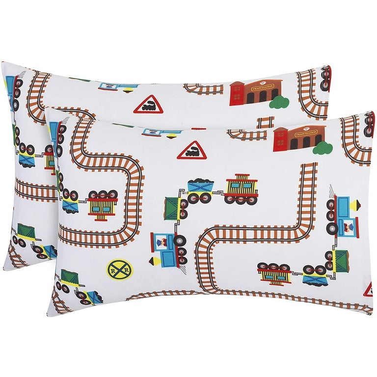 EVERYDAY KIDS 2-Pack Toddler Travel Pillowcases Choo Choo Train