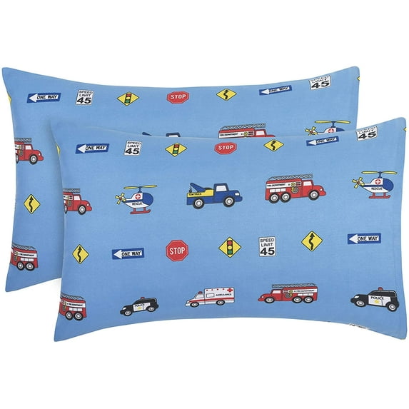 EVERYDAY KIDS 2-Pack Toddler Travel Pillowcases - Fire, Police and Rescue