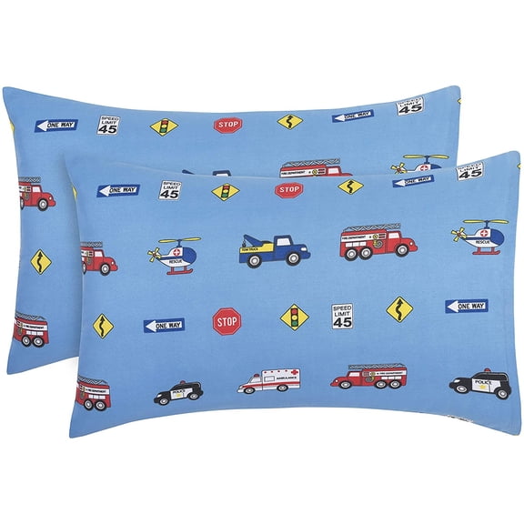 EVERYDAY KIDS 2-Pack Toddler Travel Pillowcases - Fire, Police and Rescue