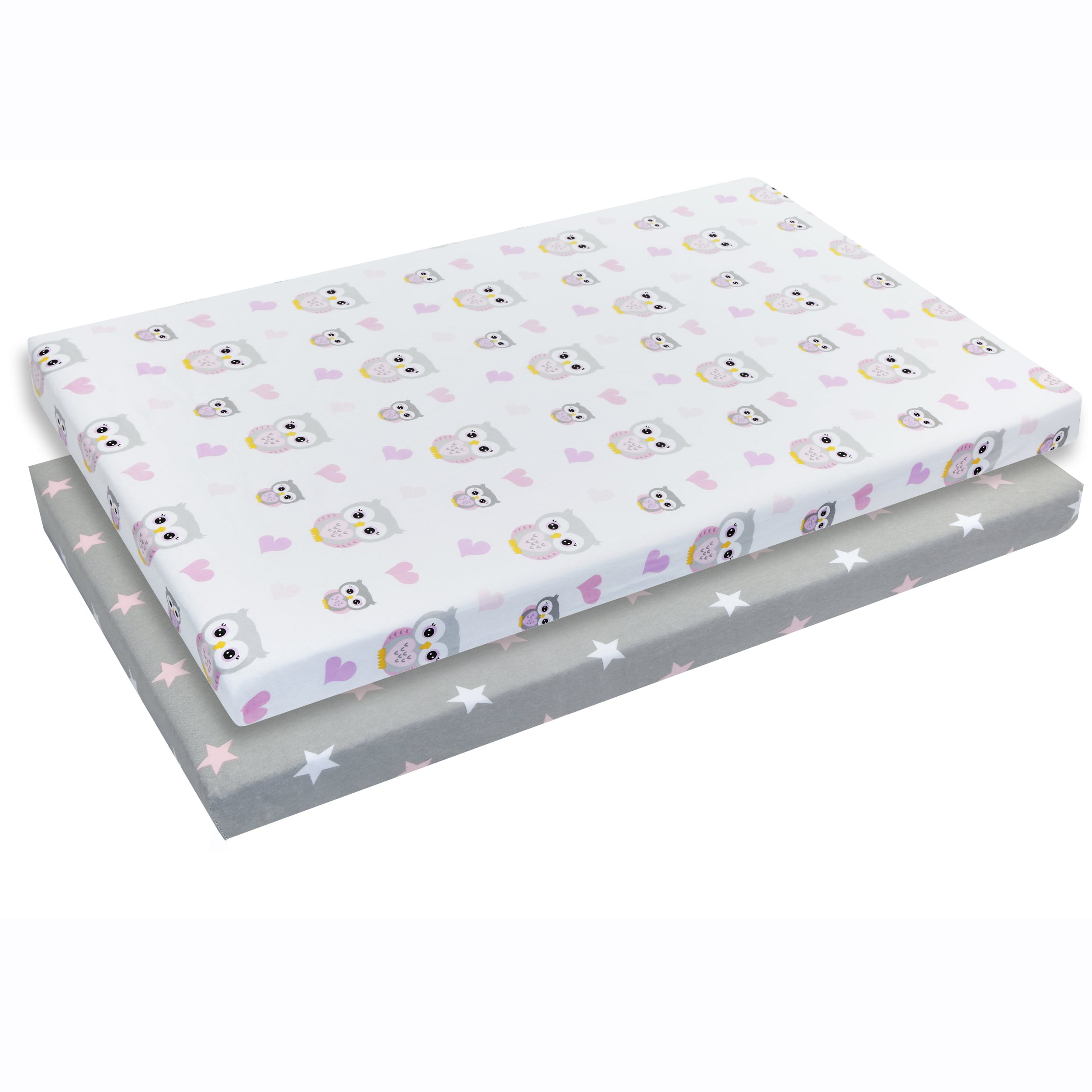 EVERYDAY KIDS 2 Pack n Play and Portable Crib Mattress Sheets Owls