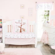 EVERYDAY KIDS 4 Piece Girls Crib Bedding Set - Woodland Owls