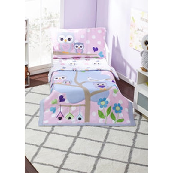 EVERYDAY KIDS 4 Piece Toddler Bedding Set - Woodland Owls