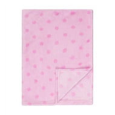 EVERYDAY KIDS Baby Fleece Blanket - 30" by 40" - Pink/Dark Pink Dots