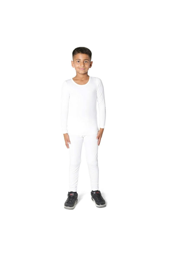 Boys White Thermal Top and Bottom Underwear Set