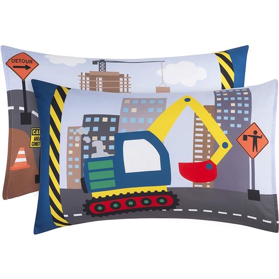 EVERYDAY KIDS Construction 2 Pack Pillowcase Set