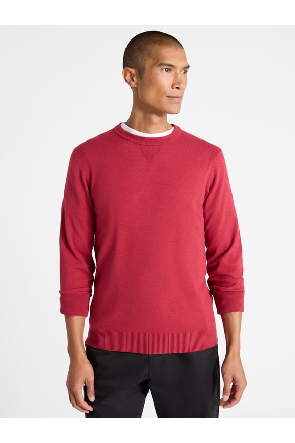 Men's Cozy Yarn Everyday Crewneck Sweater with Long Sleeves, Size XS-3XL