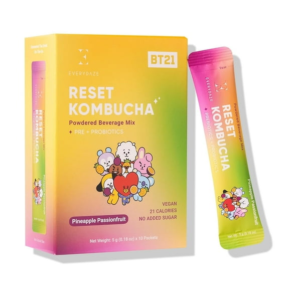 EVERYDAZE BT21 RESET KOMBUCHA- Pineapple Passionfruit- 10 Packs